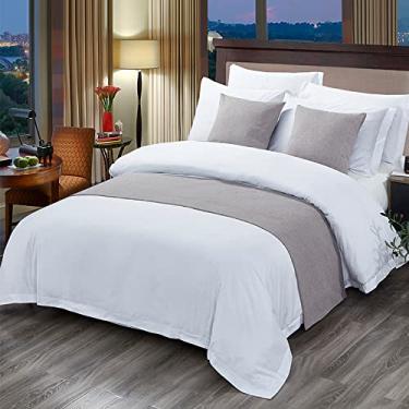 Imagem de HSTANGKY Cachecol moderno para cama de hotel, tapete de cauda, decoração de cama, colchas, lenços, proteção para Queen, casal, solteiro, cama king size - cinza||California King 19,7 x 102,3