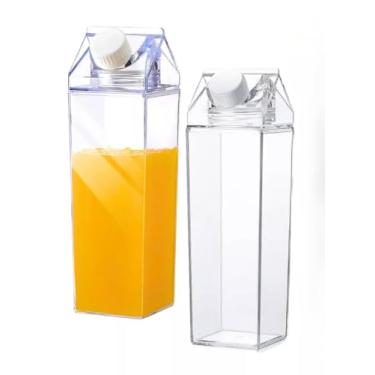 Imagem de Garrafas de Acrílico 1L Resistente Geladeira Água Suco Leite Chá Caixa Com Tampa Bebida Frasco(Kit 1 Garrafa)