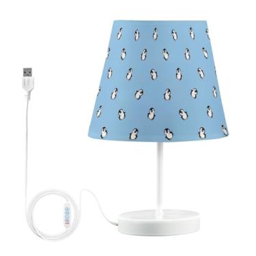 Imagem de Joisal Lâmpada regulável de desenho animado de pinguim, luzes de LED para cama com abajur, luminária de mesa de cabeceira