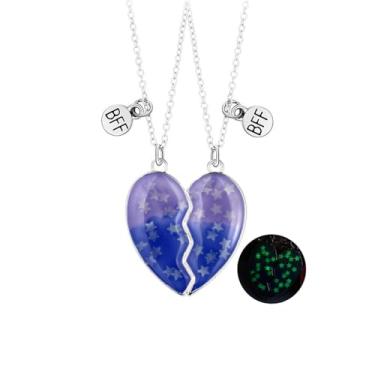 Imagem de Elefezar Colares Best Friends para 2, pingente luminoso de coração partido, joia da amizade que brilha no escuro, Metal, Zircônia cúbica