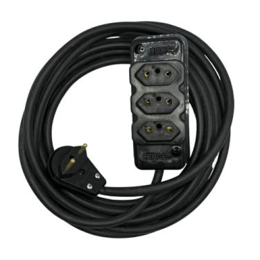 Imagem de Extensão 5 Metros Cabo Pp Fio 2x2,5mm Tomada Tripla