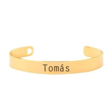 Imagem de Bracelete Personalizado Gravação Nome Tomás Banhado Ouro 18K - 999003218-Feminino