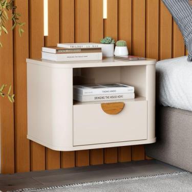Imagem de Mesa de Cabeceira Buriti 1 Gaveta Off White - Jb Bechara, Moderno, Beg