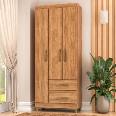 Imagem de Guarda-Roupa Solteiro Sole 3 Portas 2 Gavetas Marrom - Pnr Móveis