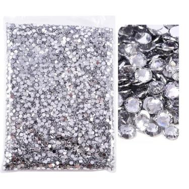 Imagem de BLINGINBOX 5000 Peças De Strass Com Fundo Plano, Resina Prateada Sem Fixação A Quente, Grande Quantidade No Atacado Para Artesanato, Design Criativo, Roupas, Maquiagem, Arte Em Unhas (6 Mm = 0,24",