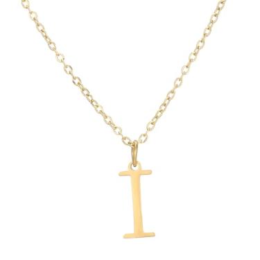 Imagem de SHE LIAN Colar com pingente personalizado com letra inicial delicada e delicada para presentes femininos, Small, Aço inoxidável, Sem Pedra Preciosa
