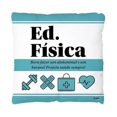 Imagem de Almofada Quadrada Profissões Educação Física, Retangular, Antialérgica, Preenchimento de Algodão