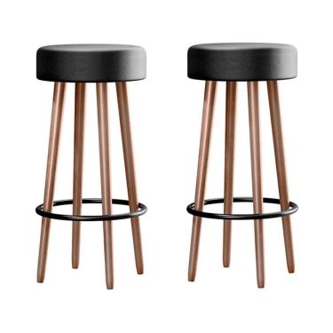 Imagem de Kit 2 Banquetas Berlin 70cm Couríssimo Preto - Salaone Preto