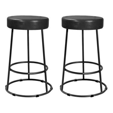 Imagem de Kit 2 Banquetas Roma 70cm Couríssimo Preto - Salaone Preto