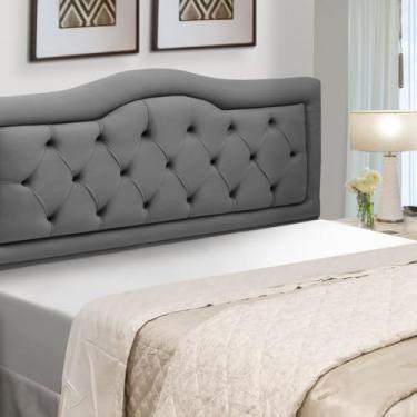 Imagem de Cabeceira Queen Estofada Madeira Eucalipto Belinha Veludo (Cinza)