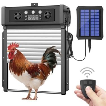 Imagem de Porta de galinheiro automática alimentada por energia solar, tela LCD para porta de galinheiro com temporizador e sensor de luz, 4 modos de porta solar, antibeliscar e resistente ao clima com controle