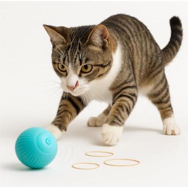 Imagem de Bola Eletrica Inteligente Pet, bola usb eletrica, brinquedo pet Gato Cachorro, Bolinha giratoria Que Mexe Sozinha Pet - Upshop (Azul)
