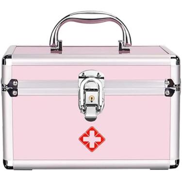 Imagem de Kit De Primeiros Socorros Com Fechadura Caixa De Primeiros Socorros Fechadura De Segurança Caixa De Armazenamento De Medicamentos Com Alça Portátil Para Carro, Casa, Viagem, Camp, Pink