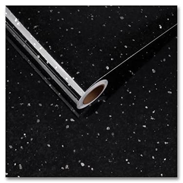 Imagem de CRE8TIVE Papel De Parede Autoadesivo Granito Para Bancadas, 24" X 118", Removível E Autoadesivo, Preto, À Prova D'Água, Removível, Pedra Mármore, Película Vinílica Decorativa, Armários Cozinha, Pare