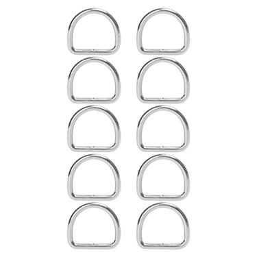 Imagem de MUNEFE 10 PCS 316 Anéis de aço inoxidável D, anéis de fivela marítima D, caiaque D Rings Acessórios para equipamento, ancoragem, remo, cordas, correntes, etc. (45 * 37 * 6MM)