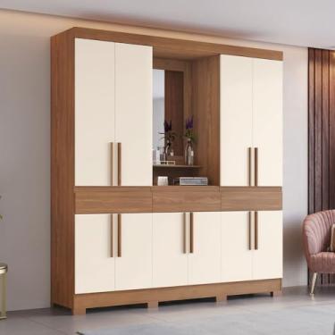 Imagem de Guarda-Roupa Casal B374 10 Portas 3 Gavetas com Espelho Nature/Off White - Briz
