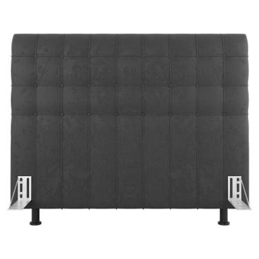 Imagem de Cabeceira Cama Box Solteiro Dahlia 90Cm Com Frame Suede Cinza Escuro -