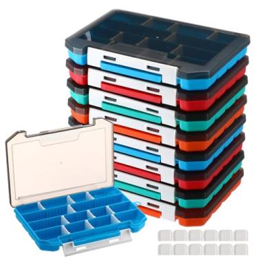 Imagem de Soulchen Pacote com 8 caixas de equipamento de pesca à prova d'água, organizador de plástico com divisórias removíveis, recipientes de armazenamento, cofre de isca, caixa de camuflagem para água