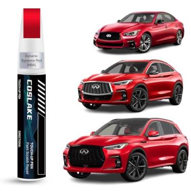 Imagem de COSLAKE Tinta de retoque de carro (Dynamic Sunstone Red(NBA)) para INFINITI, kit de reparo de arranhões de pintura de carro, solução rápida e fácil de reparar, caneta removedor de arranhões 2 em 1 com