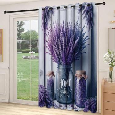 Imagem de Divisória de parede de cortina roxa para quarto, jardim de infância, sala de estar, letras domésticas com lavanda em frascos e um fundo de madeira envelhecido, para quarto, jardim de infância, sala de