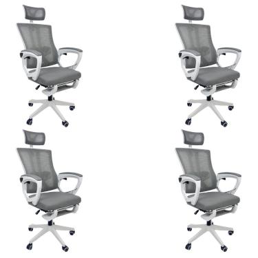 Imagem de Kit 4 Cadeiras de Escritório Presidente Executiva Oficial Paris Cinza