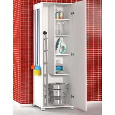 Imagem de Armário 1 Porta Lavanderia Branco 4 Rodinhas Multiusos - Click, Branco