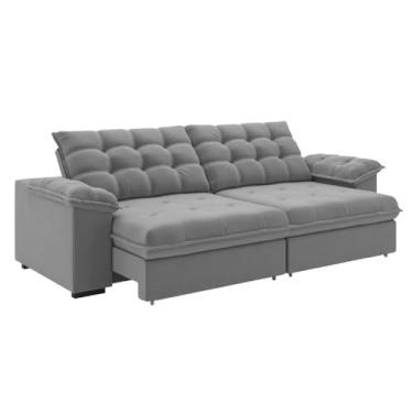 Imagem de Sofá Retrátil e Reclinável Bipartido 2,90m 5 Lugares Palermo Slim Luizzi (Chumbo)