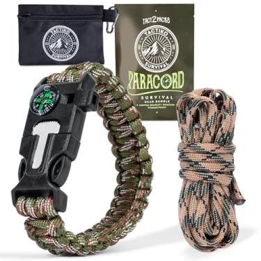 Imagem de Tactiko Survival Pacote Paracord - Pulseira Paracord e Paracord de 63 cm com bússola, bolsa de armazenamento com zíper com mosquetão - Empresa dos EUA