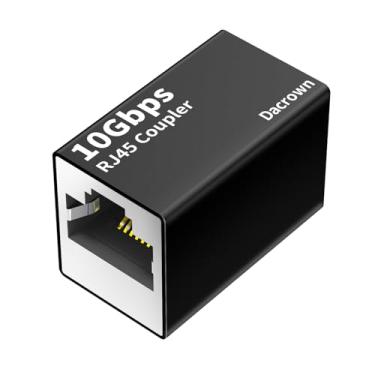 Imagem de Acoplador Ethernet RJ45 de 10 Gbps, adaptador extensor para cabo Ethernet Cat8, Cat7, Cat6, Cat5, Cat5e, conector de alta velocidade de 100 metros, conector fêmea para fêmea de liga de alumínio preto