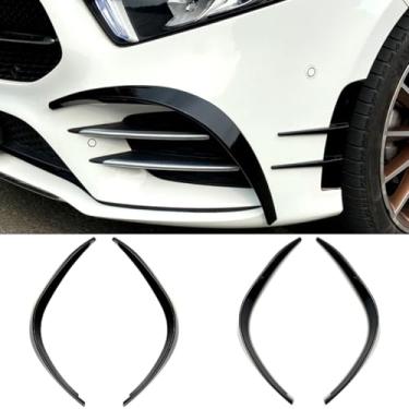 Imagem de Spoiler de faca de vento compatível com A-Class W177 A180 A200 kit de carroceria lâmina de ar de afinação para-choque dianteiro divisor lateral acessórios para carro (aparência de fibra de carbono)