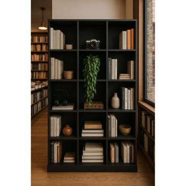 Imagem de Armário Colmeia Com 15 Nichos Prateleira Expositor Multiuso Preto Cód.315