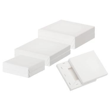 Imagem de PATIKIL Tela para pintura, pacote com 6 3x3 4x4 5x5 tela de algodão em branco conjunto de tinta a óleo suprimentos de arte para aquarela óleo acrílico guache têmpera