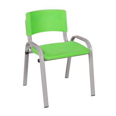 Imagem de Cadeira Infantil Iso Base Cinza Para Atividades Didáticas Creche Escola Empilhável Em Aço