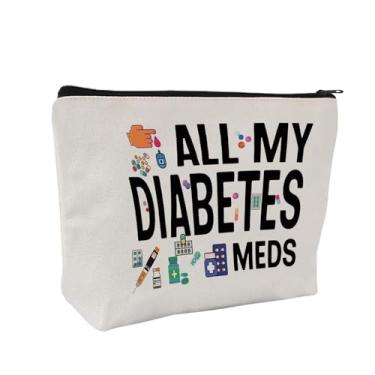 Imagem de ZOCIGIFTS Bolsa de armazenamento de medicamentos com diabetes, bolsa de medicamentos e designs de suprimentos médicos, capas com zíper de lona branca, funcionalidade multiuso (presente para