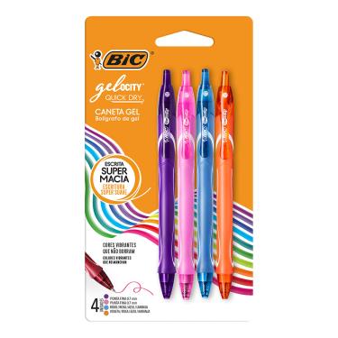 Imagem de BIC Caneta Gel Gelocity Quick Dry Ponta Fina 0,7 mm 4 Cores (Roxo Rosa Azul Laranja)