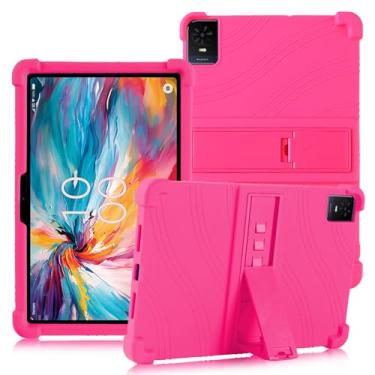 Imagem de ATOOZ Capa para tablet TCL Tab 10 NXTPAPER 5G de 10,4 polegadas 2025 (9199S) com suporte para PC, capa infantil de silicone macio para tablet TCL Tab 10 NXTPAPER 5G (rosa vermelha)