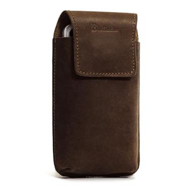 Imagem de Blofinche Coldre de telefone de couro genuíno para Galaxy S25 S24/S23/S21 FE 16/15/14/13/12 Pro Max & Plus (marrom escuro)