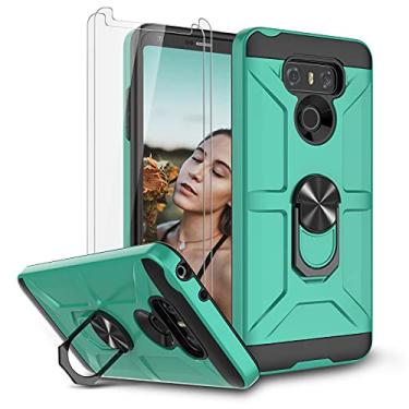 Imagem de Jeylly Capa para LG G6 com protetor de tela de vidro temperado, suporte de anel giratório 360 [funciona com suporte magnético para carro] Capa de telefone à prova de choque Armor Defender para LG G6