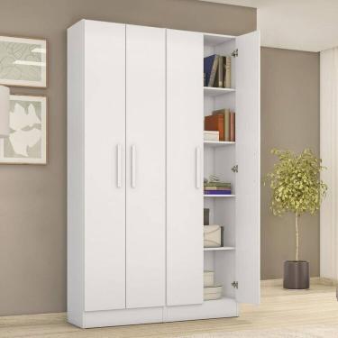 Imagem de Kit com 2 Armários Multiuso Escritório Nt4045 4 Portas e Prateleiras Branco