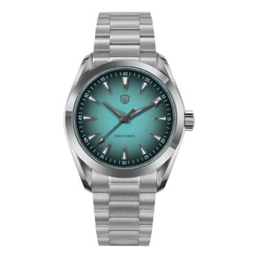 Imagem de watchdives VH31 Relógio de quartzo, WD0006, relógio de pulso de aço inoxidável, 38 mm, cúpula, cristal de safira, luxuoso, relógio de pulso para homens, 100 m, à prova d'água, Azul dégradé / preto