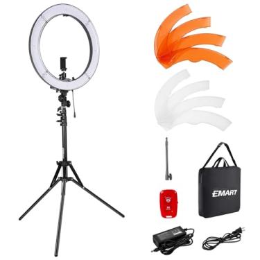 Imagem de EMART Anel de luz LED de 45,7 cm com suporte, lanterna grande profissional regulável de 55 W, tripé e suporte de telefone, kit de luzes circulares para fotografia de estúdio, foto de vídeo, maquiagem
