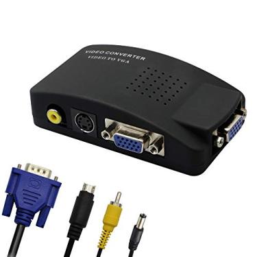 Imagem de GINTOOYUN Adaptador Tobo AV para VGA Conversor RCA VGA PC Laptop Video TV RCA Composto S-Video AV in to PC VGA LCD Out Converter Switch Box Preto (AV S-Video para VGA) (TD-666VC)