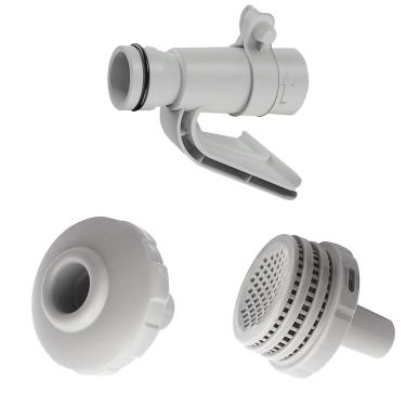 Imagem de Kit de peças de reposição de jato de água para piscina de superfície contém suporte de mangueira de piscina, malha de filtro, bocal de entrada