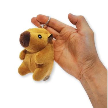 Imagem de Capivara Pelúcia 10cm Com Chaveiro Antialérgica e Super Macia Fizzy To
