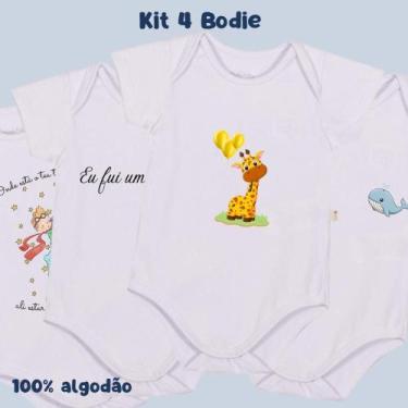 Imagem de Kit Body Bebê Algodão Macacão Recém nascido 4 Bodie Sortidos - Bellvi,