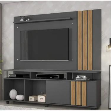 Imagem de Rack e Painel Atraente Tv 70" JCM Movelaria - Grafite/Cinamomo