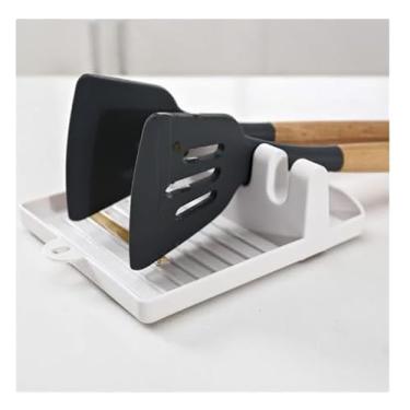 Imagem de Descanso Talher Multifuncional Apoio Tampa Organizador Utensílios Cozinha Cinza