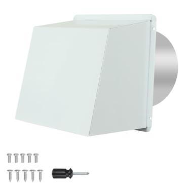 Imagem de Ventilação de parede com capuz de 20 cm com tela e amortecedor, tampa de tampa de exaustão de aço inoxidável, para ventilação de secador de exaustor de cozinha externa (branco)