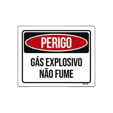 Imagem de Placa Perigo Gás Explosivo Não Fume 18X23
