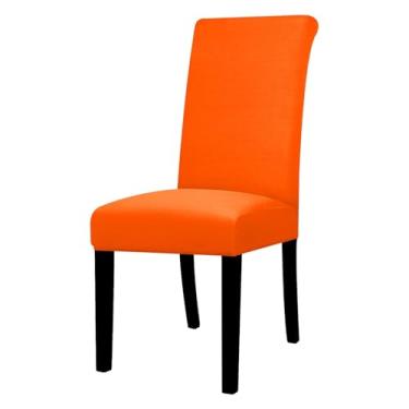 Imagem de Capa para cadeira elástica de 1/2/4/6 peças, capa universal ajustável para cadeiras de jantar, capa de assento resistente à cor para casa (1 peça/laranja)